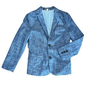 Mini Boden Boys blue chambray denim like blazer jacket 8-9
